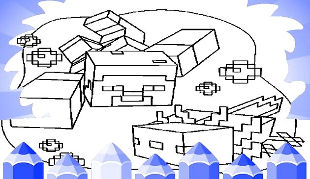 Аксолотл Minecraft страницы раскраски